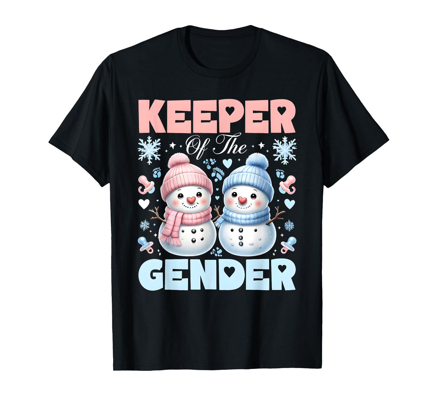 Keeper Of The Gender Reveal Baby Shower Snowman Christmas T-Shirt