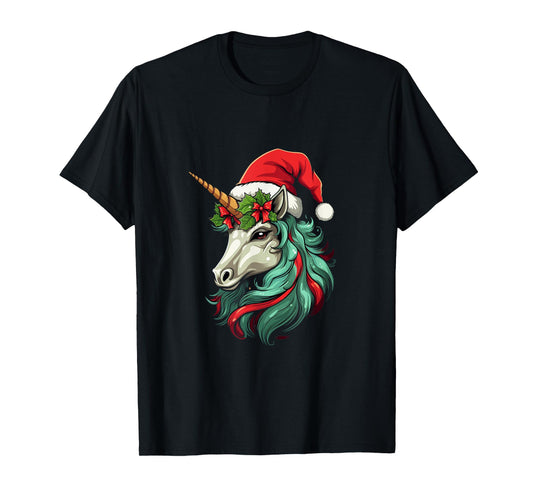 Santa Hat Unicorn, Christmas T-Shirt