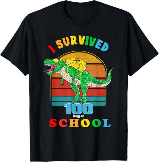 Dinosaur T-Rex I Survived 100 Days of School for Boys,Kids T-Shirt