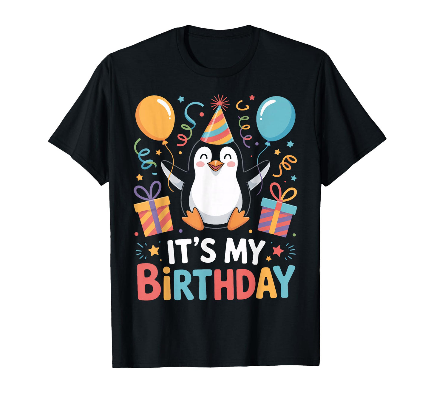 It's My Birthday Penguin Balloons Kids Party Festivity T-Shirt
