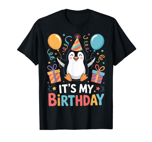 It's My Birthday Penguin Balloons Kids Party Festivity T-Shirt