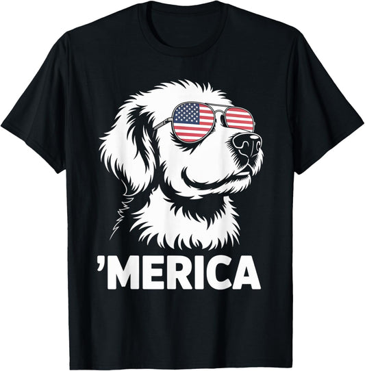Golden Retriever 4th Of July Merica Dog Patriotic T-Shirt