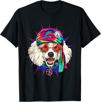 Tie Dye Hippie Poodle Hippiness Peace Love Dog T-Shirt