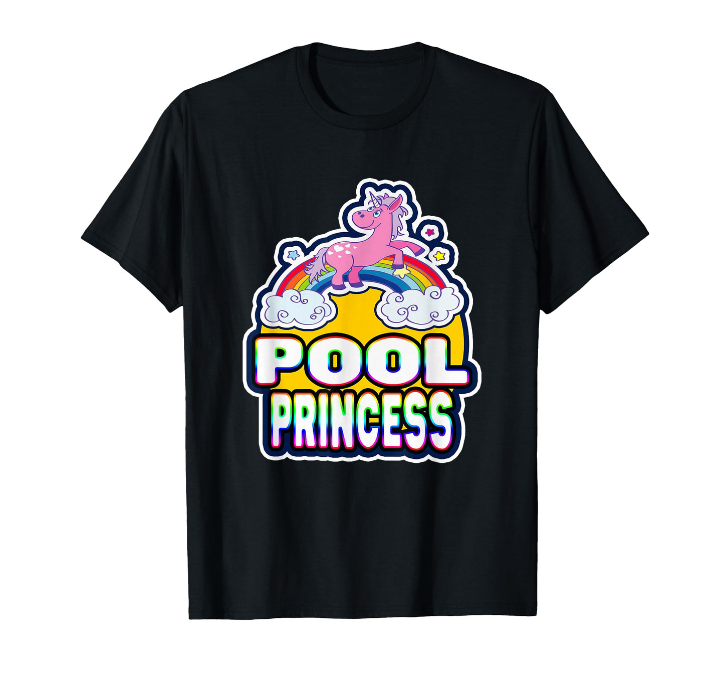 Pool Princess Retro Cute Rainbow Unicorn Swim Party T-Shirt T-Shirt