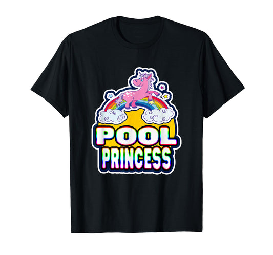 Pool Princess Retro Cute Rainbow Unicorn Swim Party T-Shirt T-Shirt