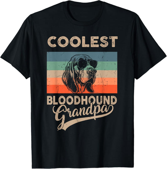 Coolest Bloodhound Grandpa Gifts Dad Funny Dog Grandpa Retro T-Shirt