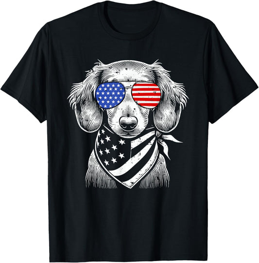 Dachshund Wiener Dog Patriotic 4th of July American US Flag T-Shirt
