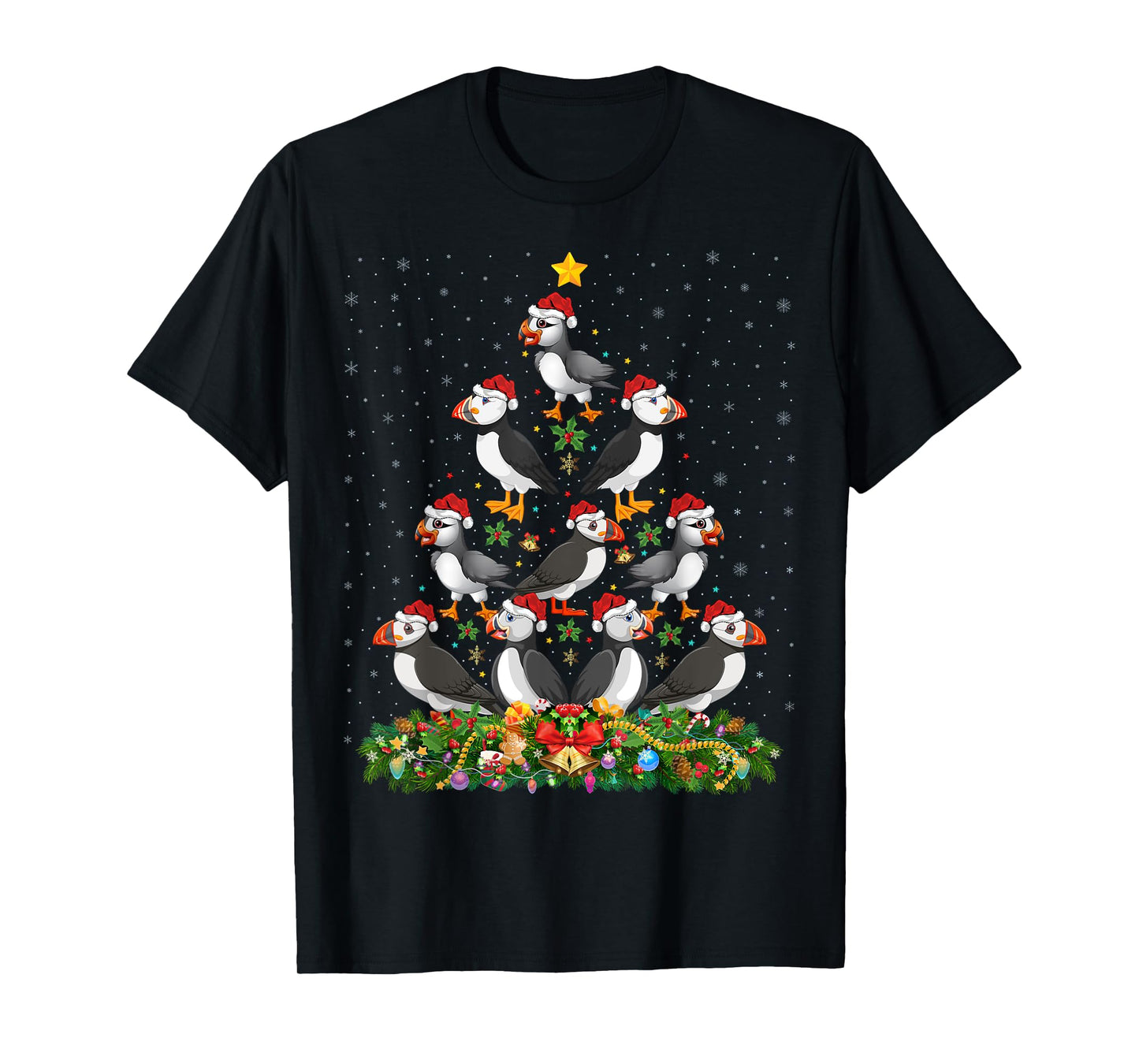 Puffin Bird Xmas Tree Gift Santa Hat Puffin Christmas T-Shirt