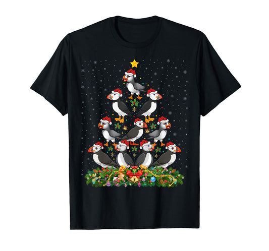 Puffin Bird Xmas Tree Gift Santa Hat Puffin Christmas T-Shirt