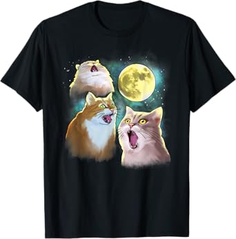 Three Cat Moon 3 Wolfs Funny Parody T-Shirt for Men Women Kids