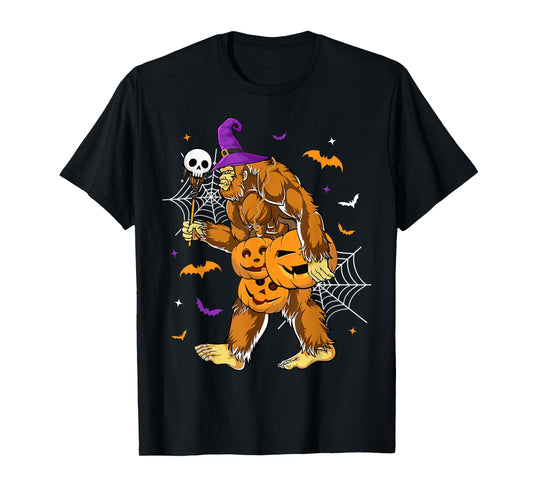 Spooky Bigfoot Halloween Pumpkin Funny Halloween Sasquatch T-Shirt