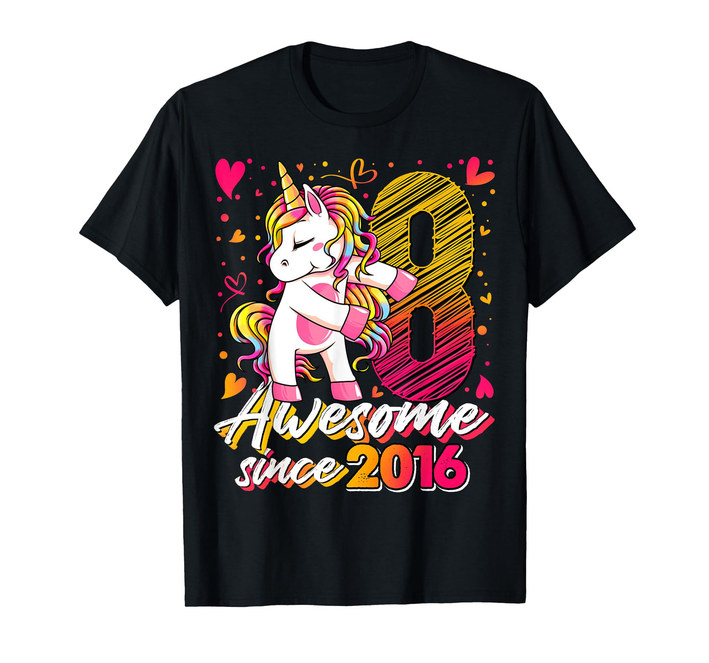 8 Years Old Flossing Unicorn Gifts 8th Birthday Girl Party T-Shirt