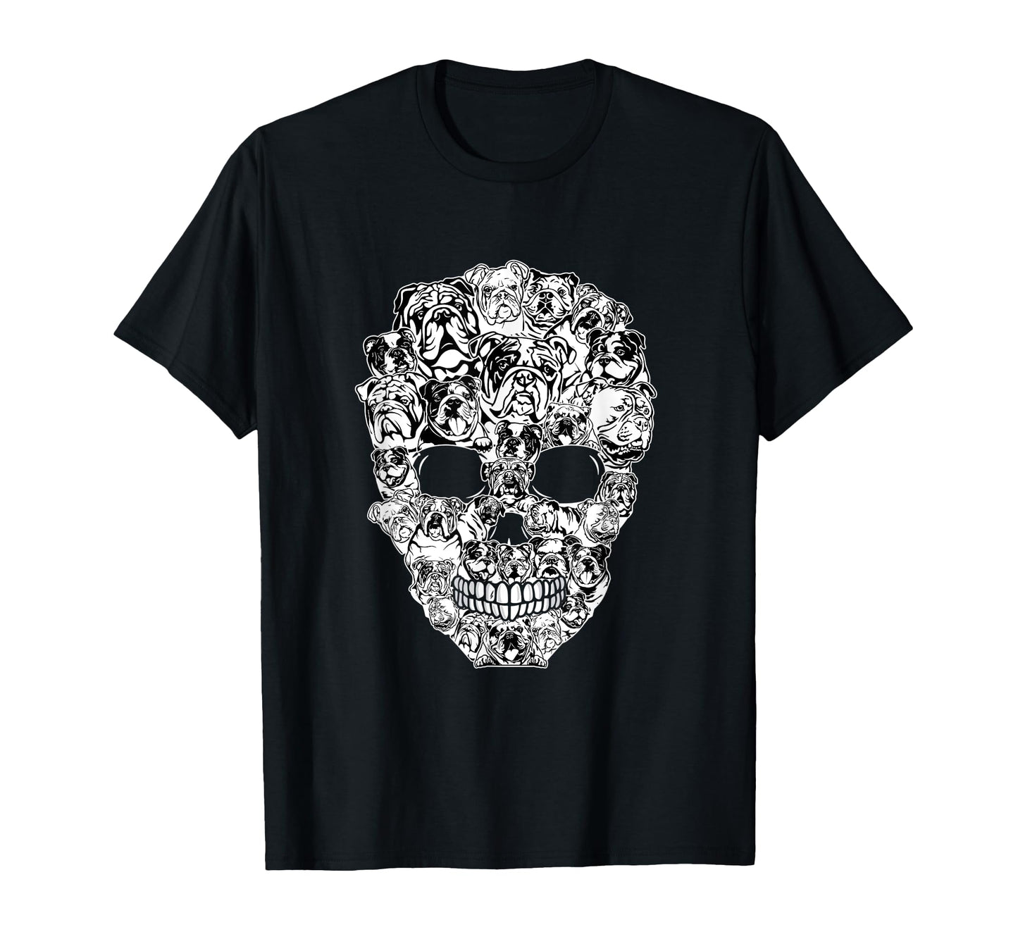 Funny English Bulldog Skull Dog Skeleton Halloween Men Women Kids T-Shirt