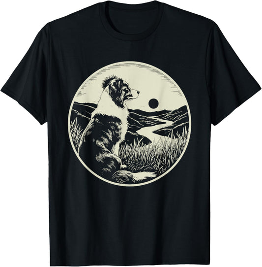 Vintage Australian Shepherd Red Merle Aussie Dog Lovers Art T-Shirt