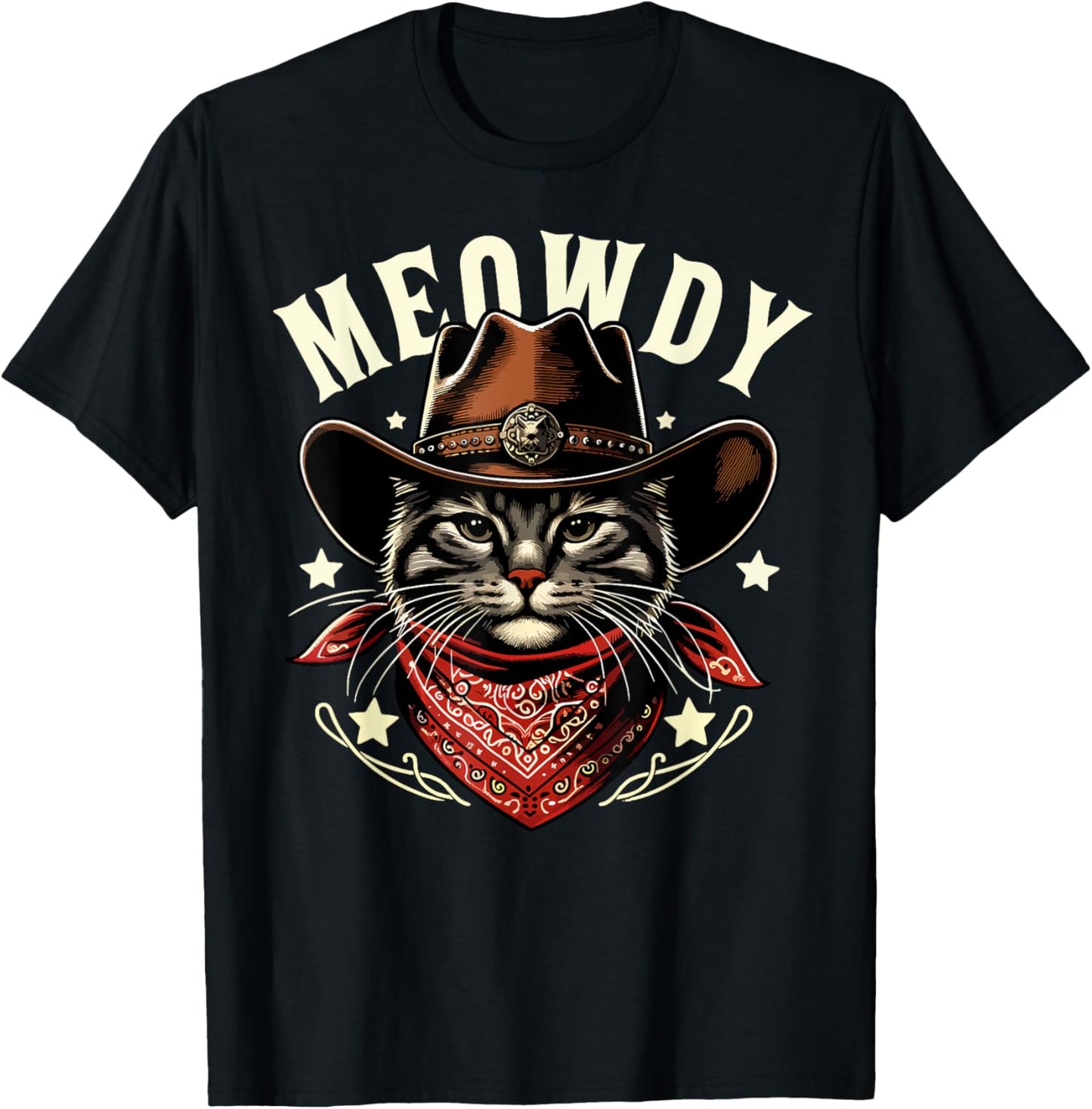 Cat Cowboy Funny Mashup Meowdy Western Country Music Cat T-Shirt