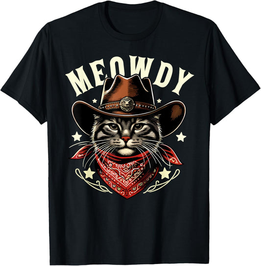 Cat Cowboy Funny Mashup Meowdy Western Country Music Cat T-Shirt