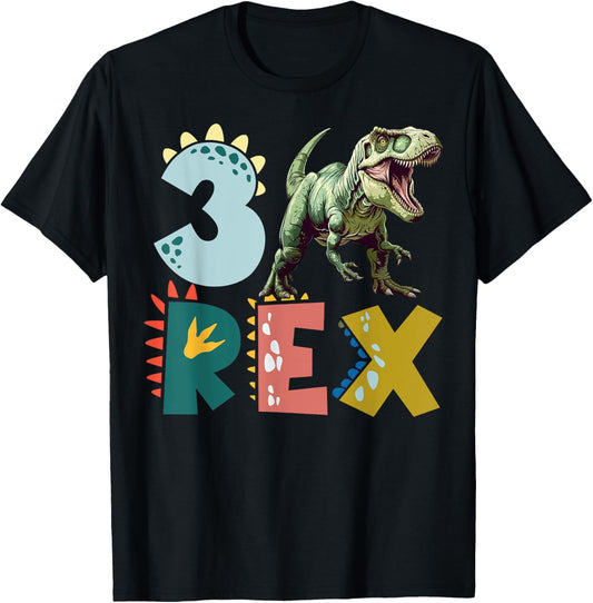 Birthday Three Rex 3rd Birthday Third Dinosaur 3 Year Old T-Shirt