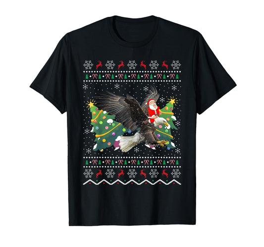 Eagle Lover Gift Ugly Santa Riding Eagle Christmas T-Shirt