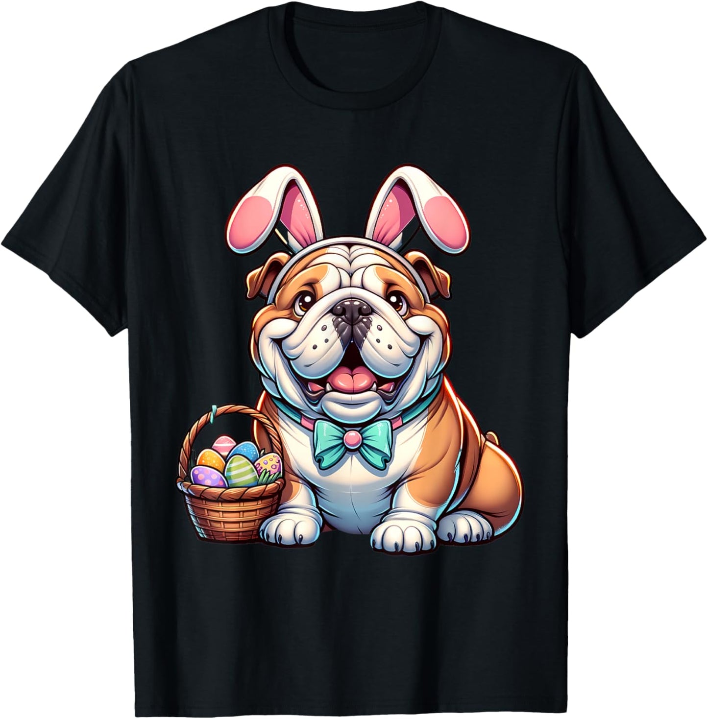 Easter English Bulldog Bunny Ears Eggs T-Shirt