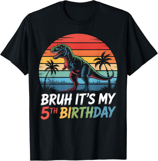 5th Birthday Dinosaur Bruh Kids Party Roaring TRex Boy T-Shirt