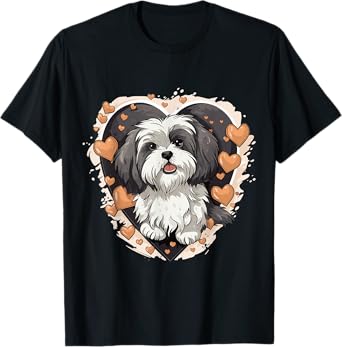 Havanese Dog Breed Pet Cute Graphic with Hearts T-Shirt