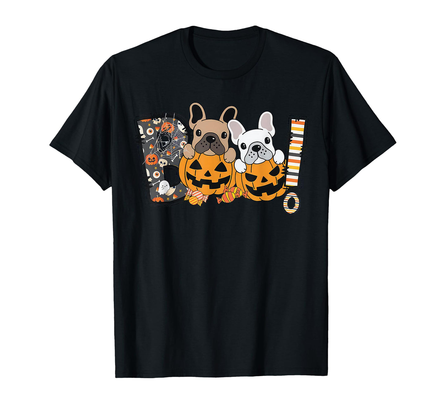 Boo French Bulldog Pumpkin Candy Dog Puppy Halloween Costume T-Shirt
