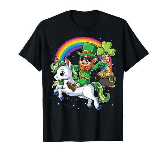 Unicorn St Patricks Day Girls Women Leprechaun Shamrock T-Shirt