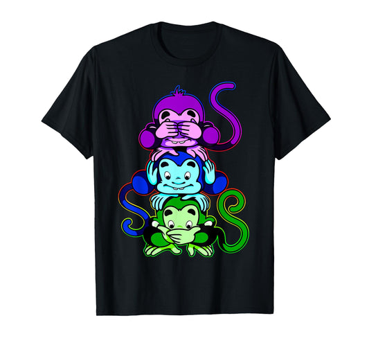 Three Wise Monkeys-See No Evil, Hear No Evil, Speak No Evil T-Shirt