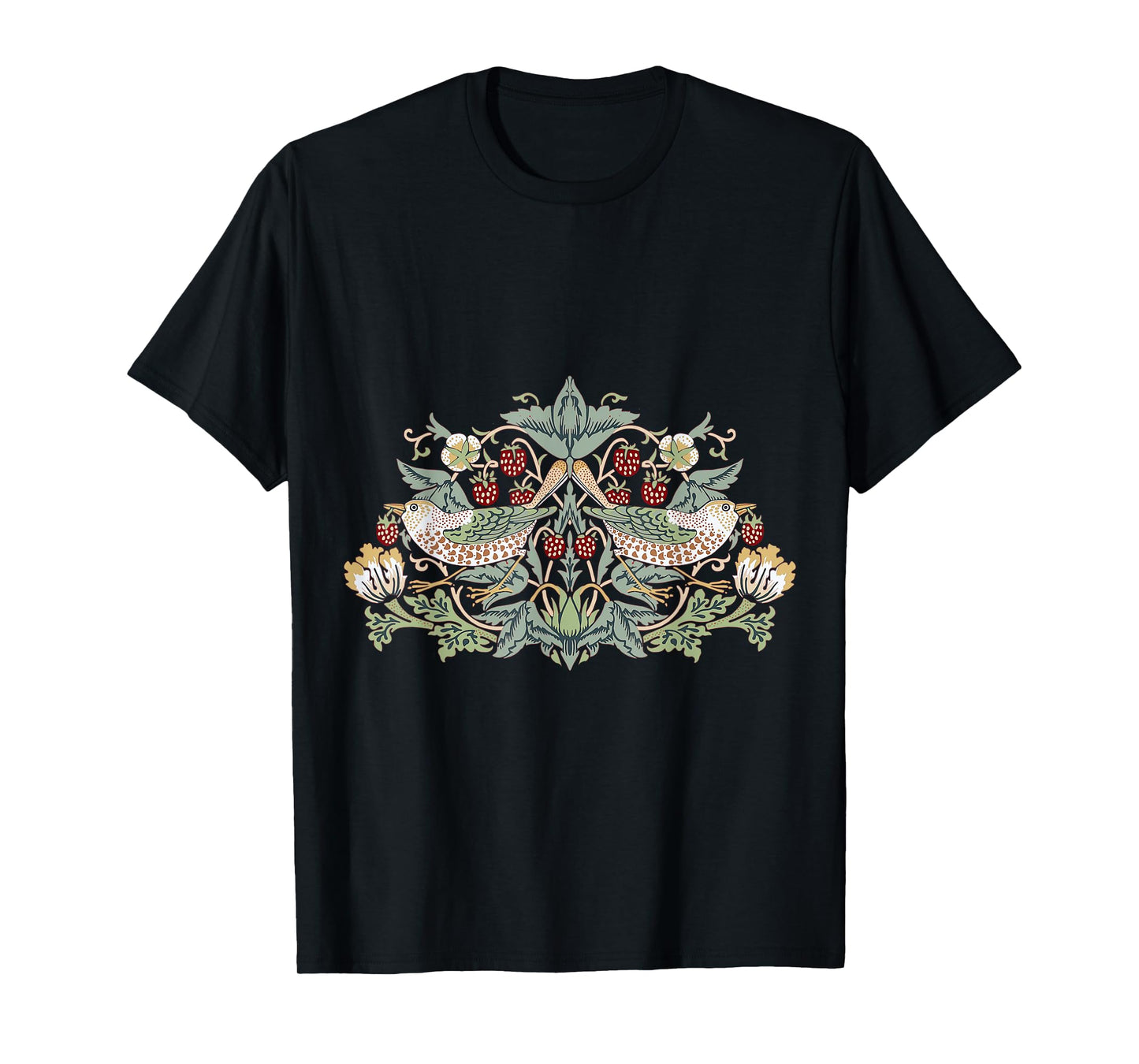 Pixelchicken William Morris Strawberry Thief Bird T-Shirt, Small