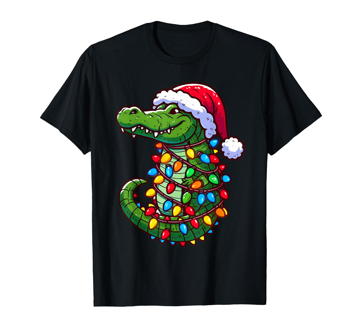 Funny Alligator Santa Hat Christmas Pajama Toddler Boys Kids T-Shirt