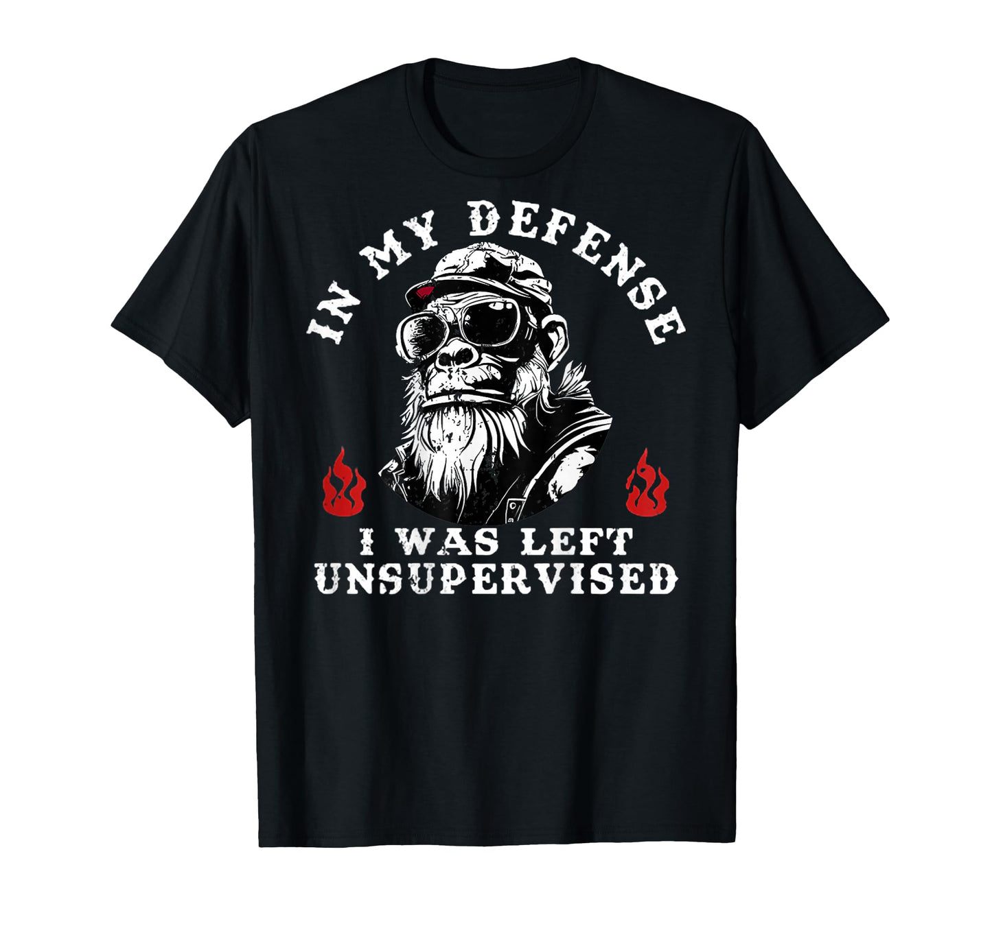 Funny Monkey In My Defense I Was Left Unsupervised (On Back) T-Shirt