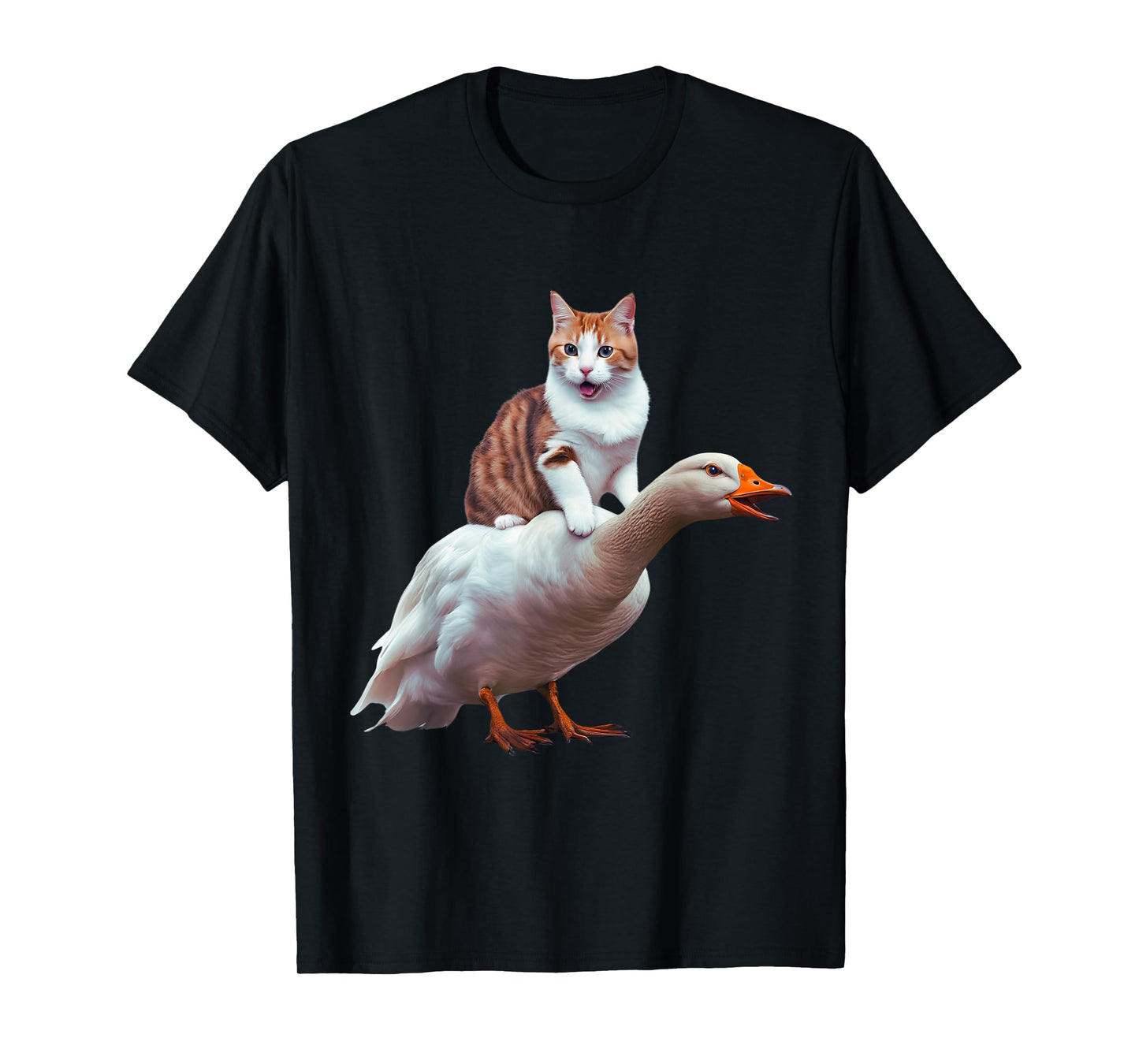 Funny Cat Goose Meme Cat Riding Geese Animal Humor Cat Goose T-Shirt for Men Women Kids