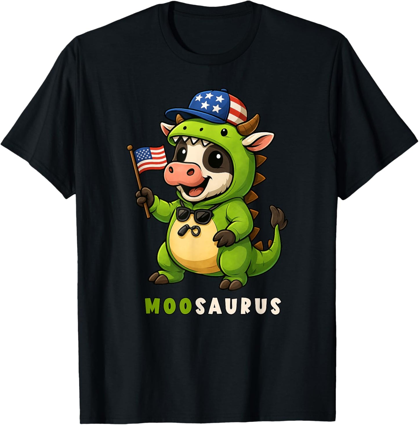 Cow Dinosaur Costume Trex Moo Saurus 4th July Boys Girls Kid T-Shirt