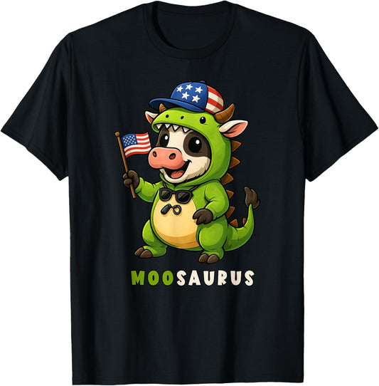 Cow Dinosaur Costume Trex Moo Saurus 4th July Boys Girls Kid T-Shirt