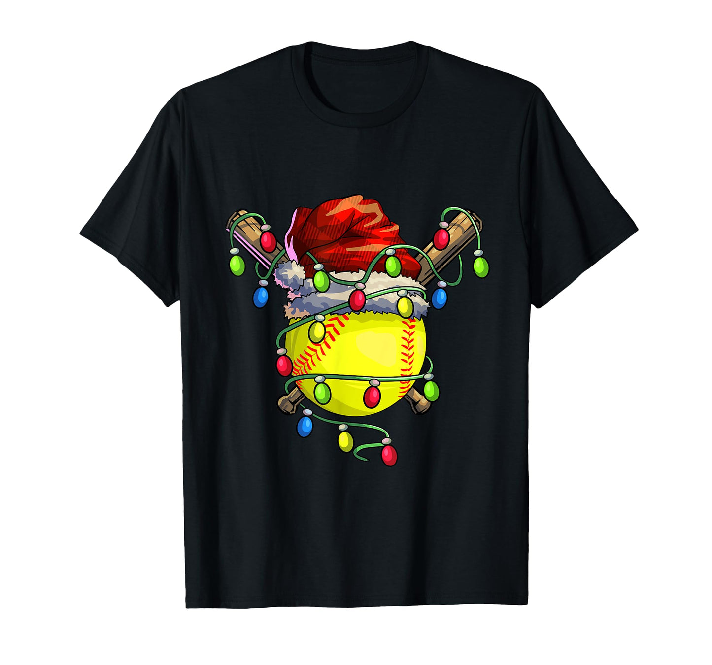 Christmas Softball Xmas Christmas Lights Softball Player T-Shirt