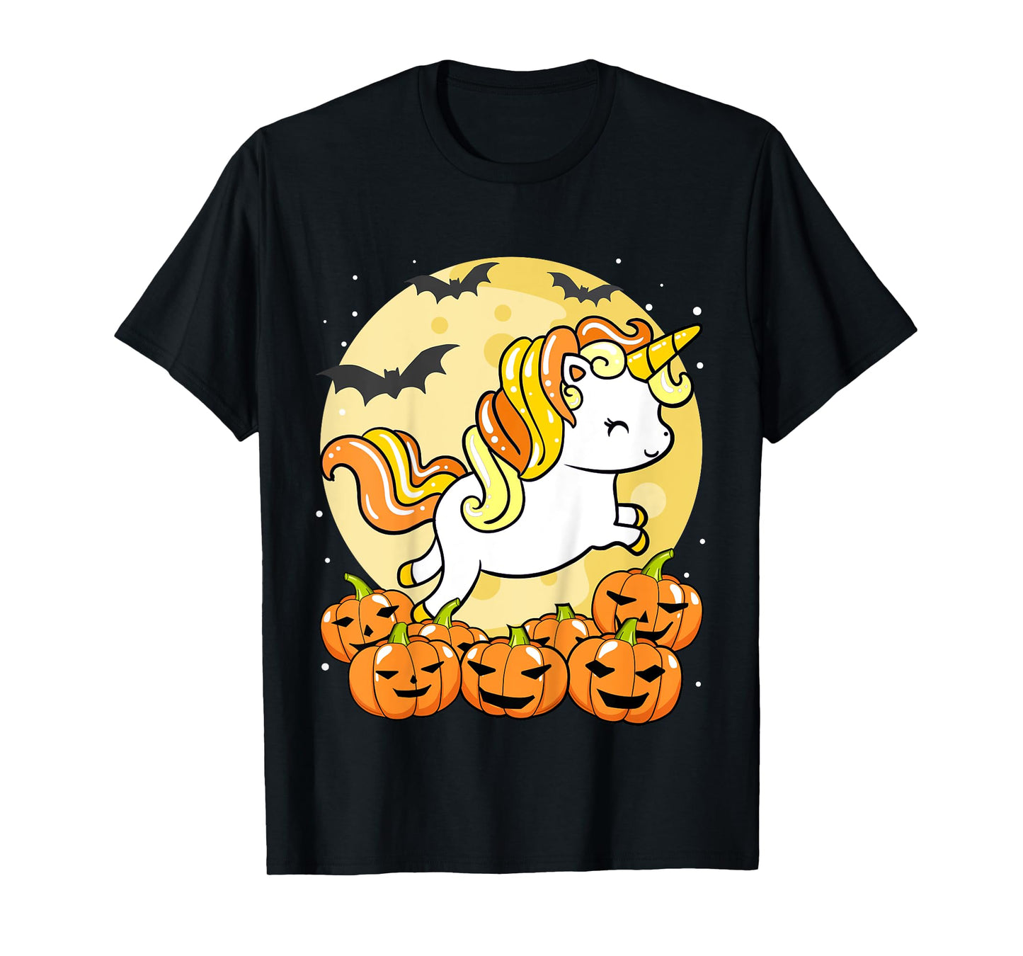 Kids Girls Unicorn Halloween Jack O Lantern Pumpkin Toddler T-Shirt