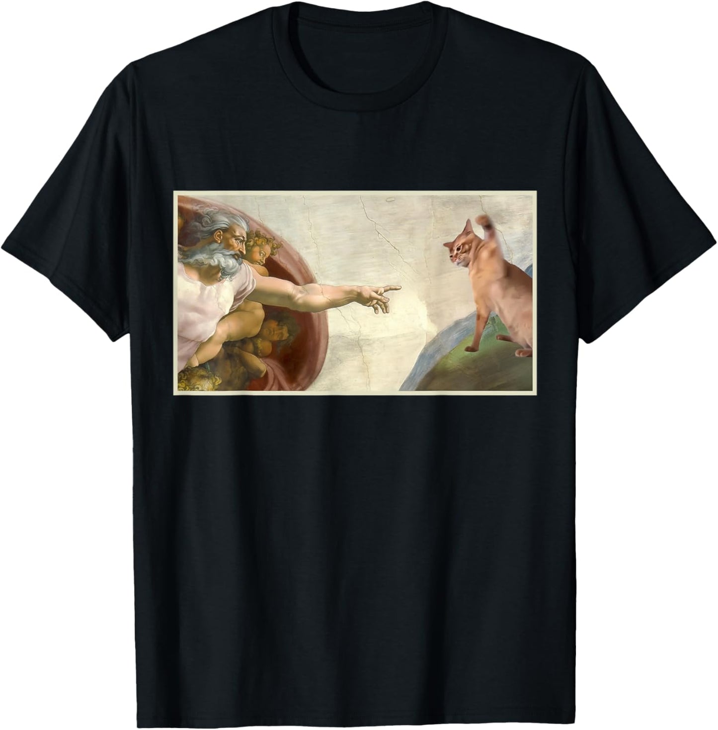 Almighty Slap Funny Cat God Creation of Adam Meme Jesus Art T-Shirt
