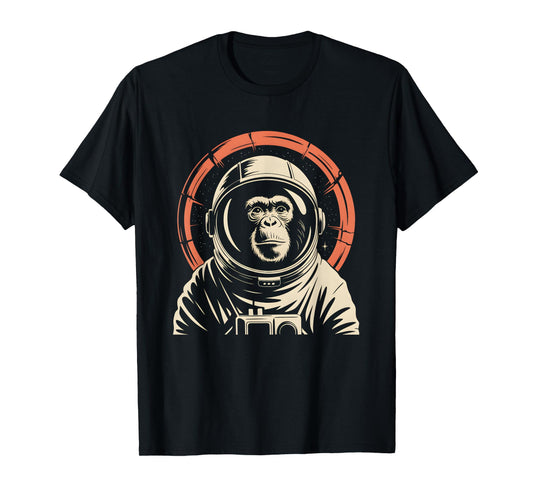 Monkey In Space Suit Funny Vintage Sci-Fi Astronaut Galaxy T-Shirt