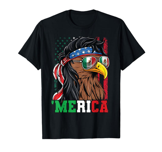 Mexican American Shirt 4th of July Mexican Merica Eagle T-Shirt