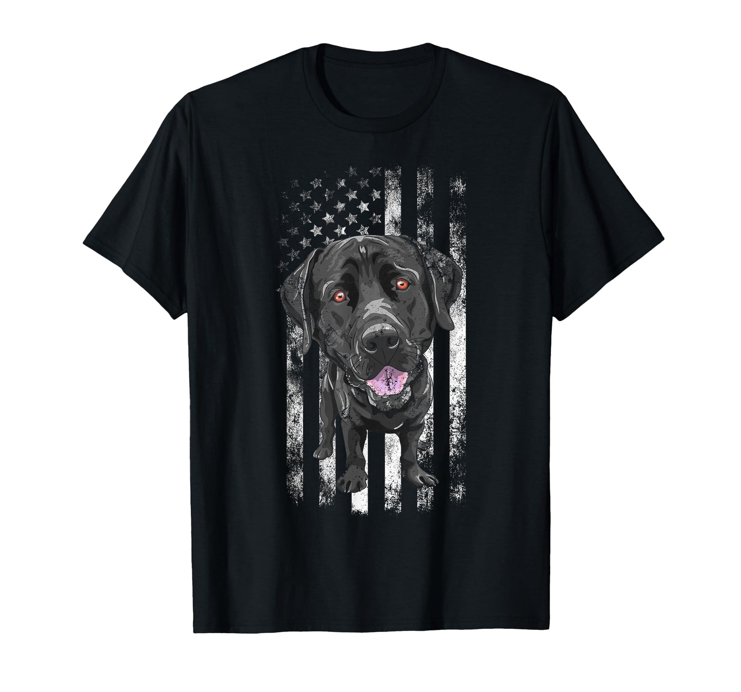 Black Labrador American Flag Patriotic Dog Dad Mom Black Lab T-Shirt for Women Kids Men