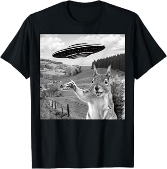 Squirrel Selfie With Alien UFO Funny Gifts For Men Women Kid T-Shirt