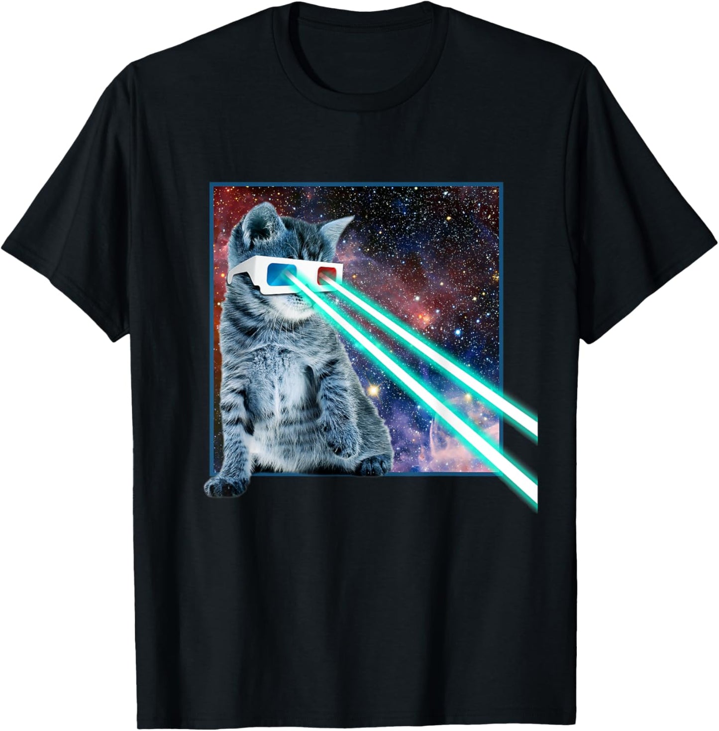 Laser Eyes Space Cat | Funny Kitty 3D glasses T-Shirt Gift T-Shirt