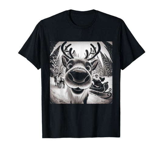 Funny Reindeer Selfie Christmas T-Shirt