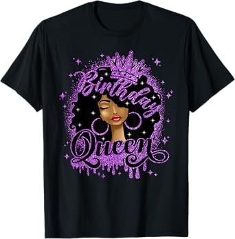 Birthday Queen Curly Afro Black Women It's My Birthday T-Shirt