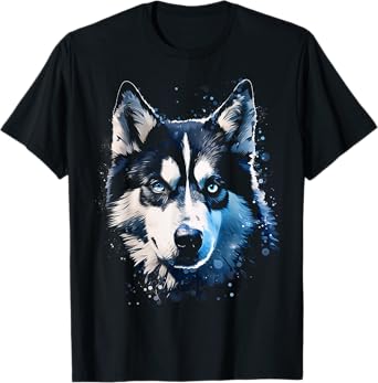 Husky Motif Pet Illustration Dog Husky T-Shirt for Men Women Kids