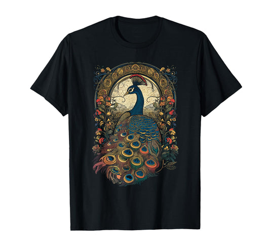 Cottagecore Aesthetic Peacock Garden Art, Women, Girls T-Shirt