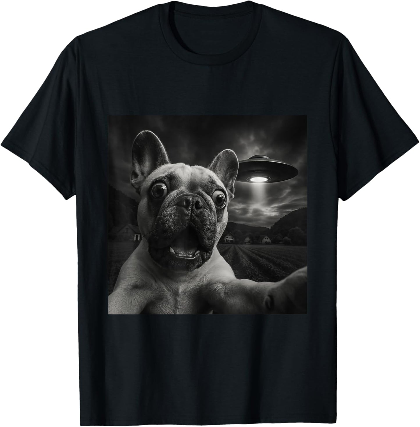 French Bulldog UFO Encounters Selfie T-Shirt