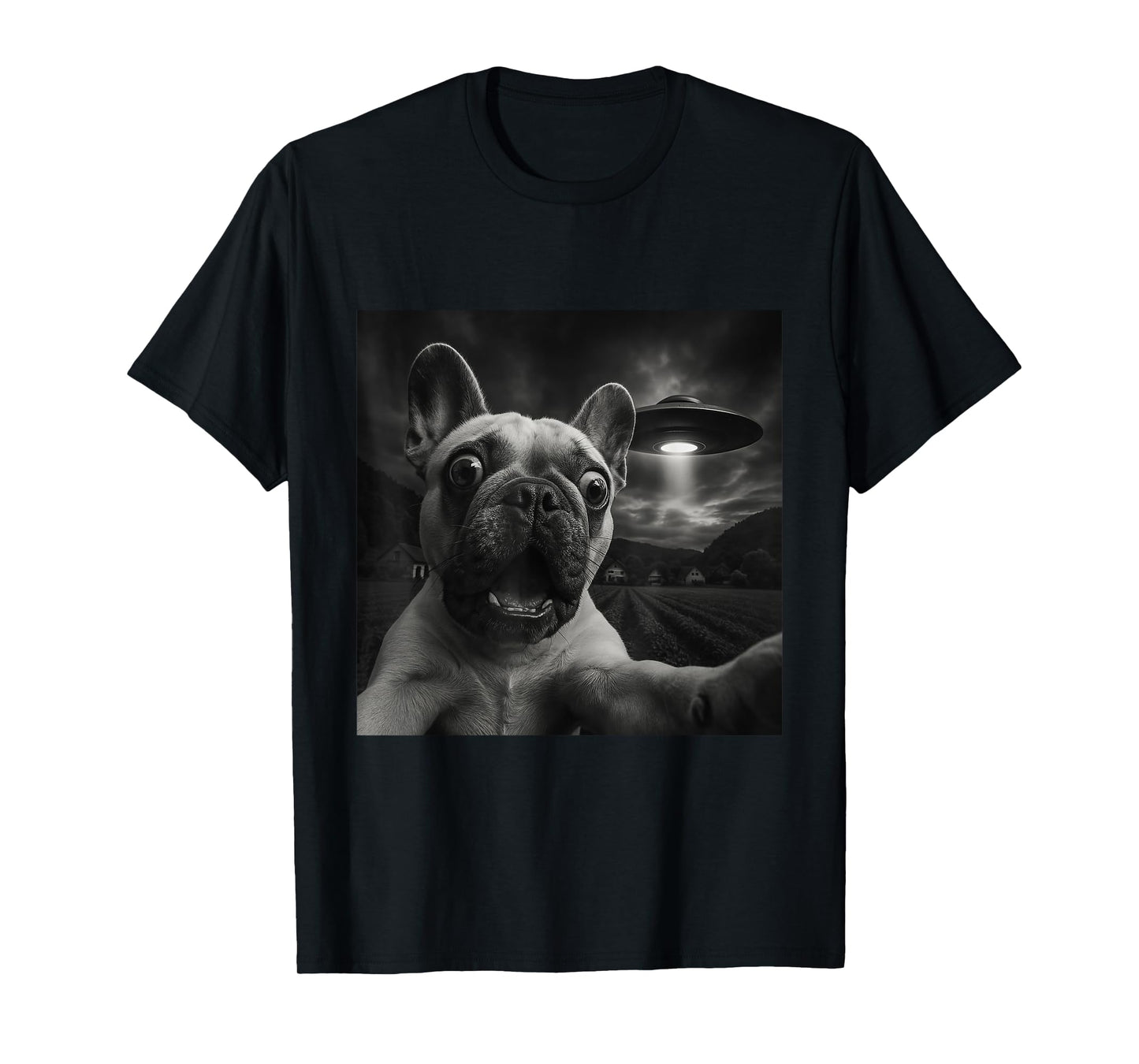 French Bulldog UFO Encounters Selfie T-Shirt for Men Women Kids