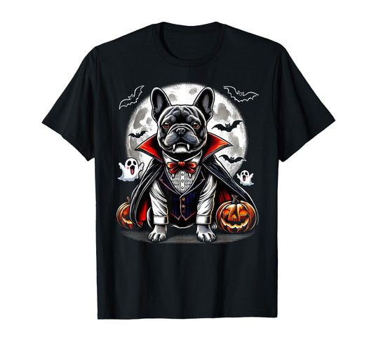 Spooky French Bulldog Halloween Vampire Pumpkin Ghosts Puppy Men Women Kids T-Shirt