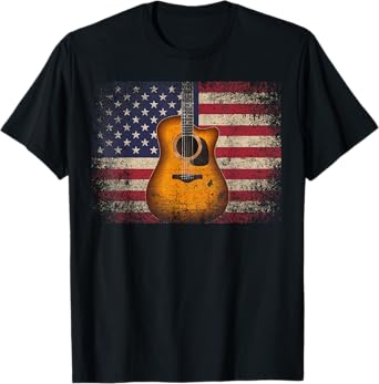 Guitar 4th of July Gift American Flag USA - Country Music T-Shirt